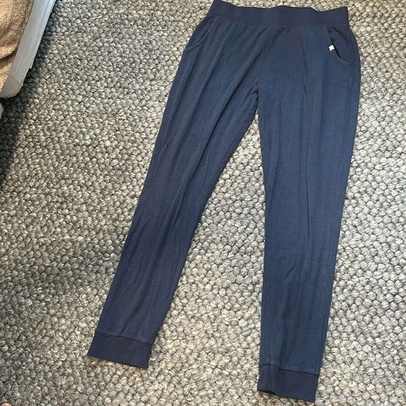 Mori Women’s Ribbed Muted Blue Jogger Lounge Pant Size Medium